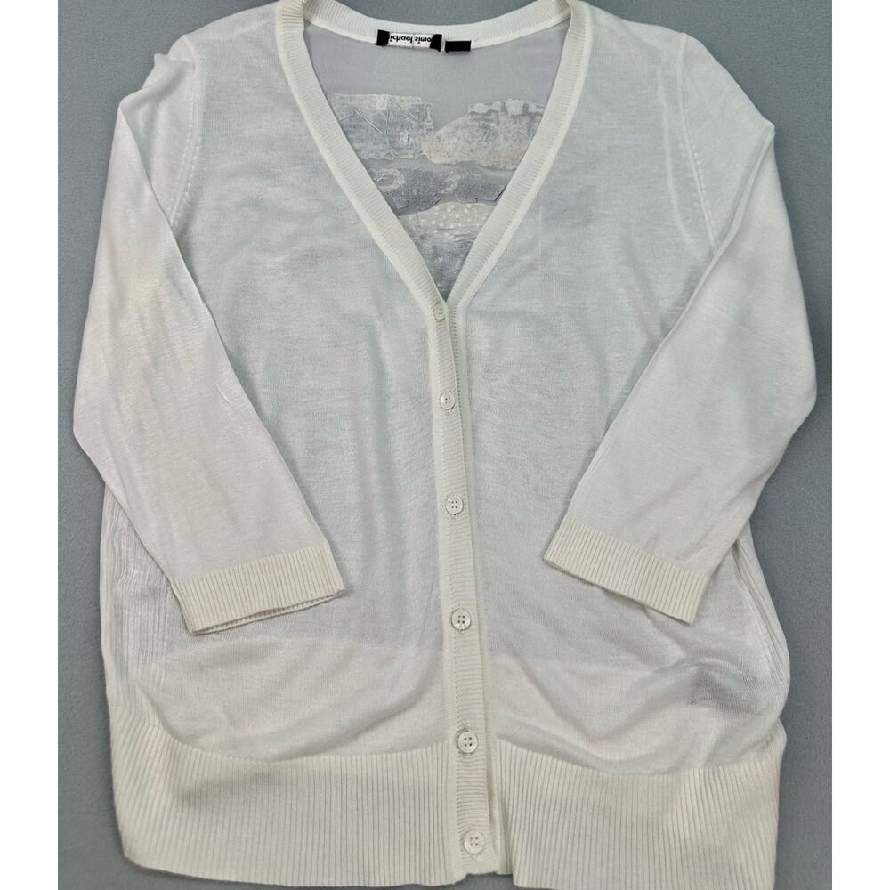 Vintage Michael Simon Sheer White Sequin Novelty Cardigan Fashion Motif Size M - Picture 5 of 11